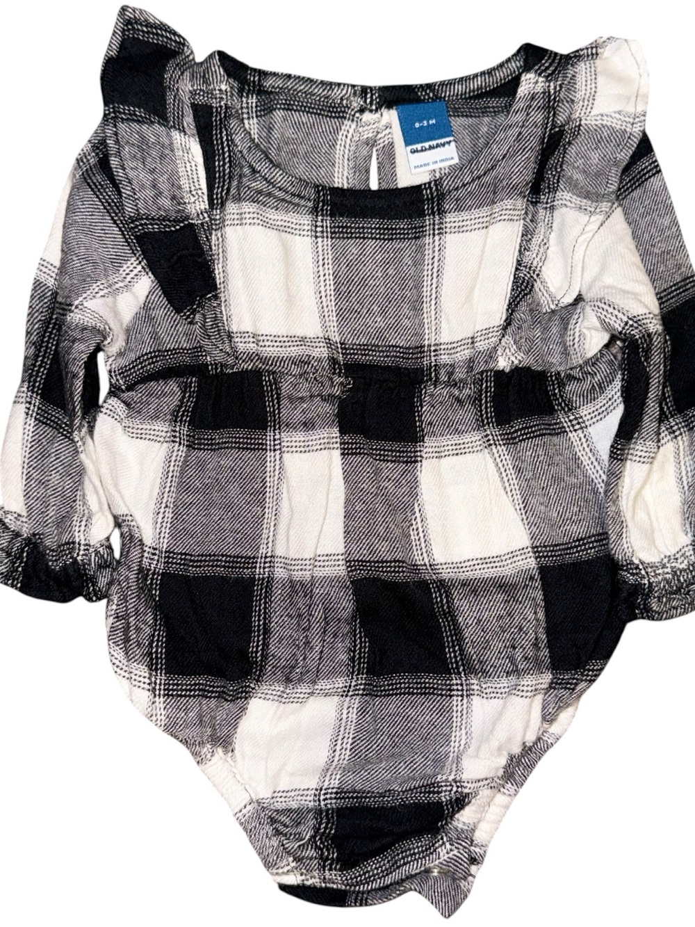 Old Navy Ruffled Long-Sleeve Buffalo Plaid Bodysuit for Baby